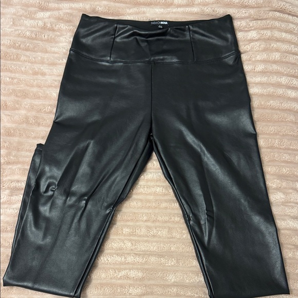 Fashion Nova Pants - Fashion Nova Black Faux Leather Leggings - High Waist